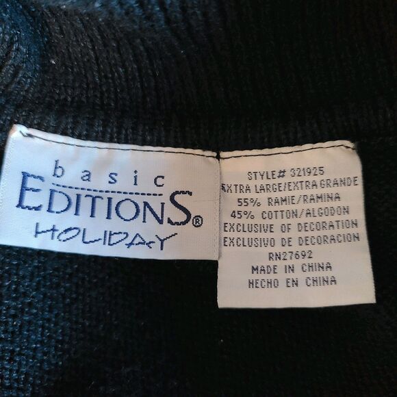 Basic Editions Cowl Neck Embroidered Holly Beads Sweater XL Holiday Festive VTG - Picture 6 of 10